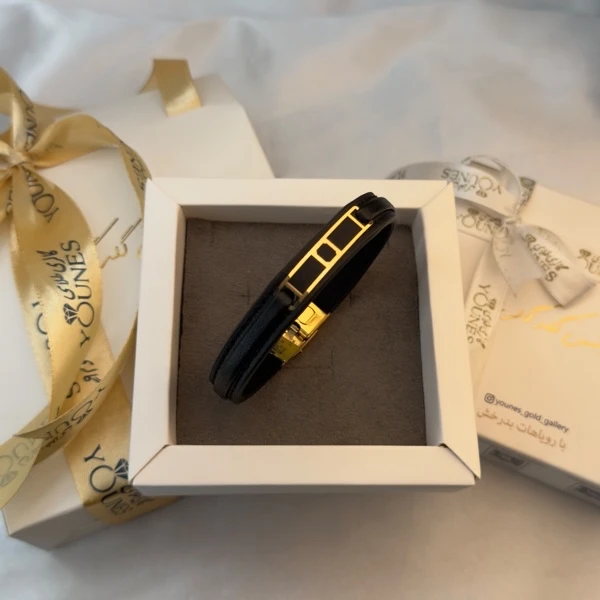 دستبند طلا چرم مردانه L179